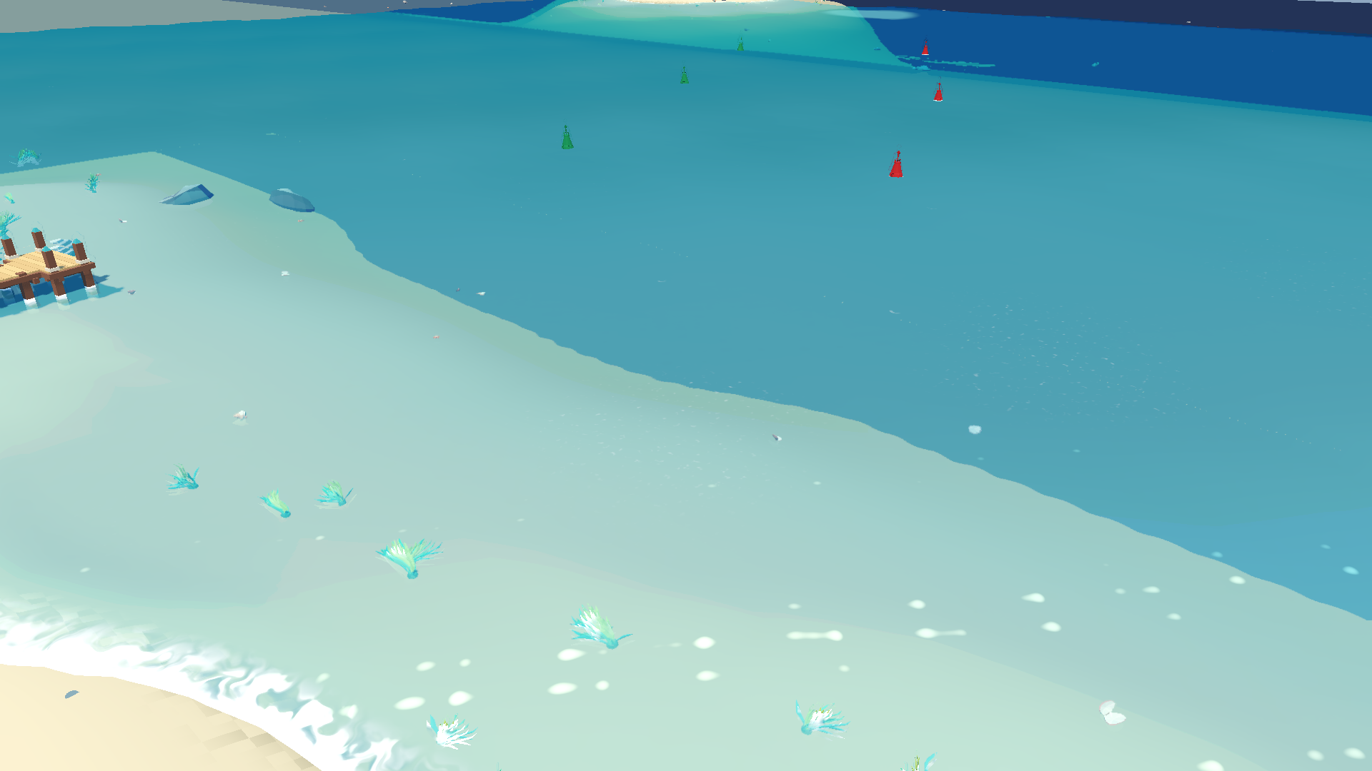 Balanced stylized water with organic shoreline foam