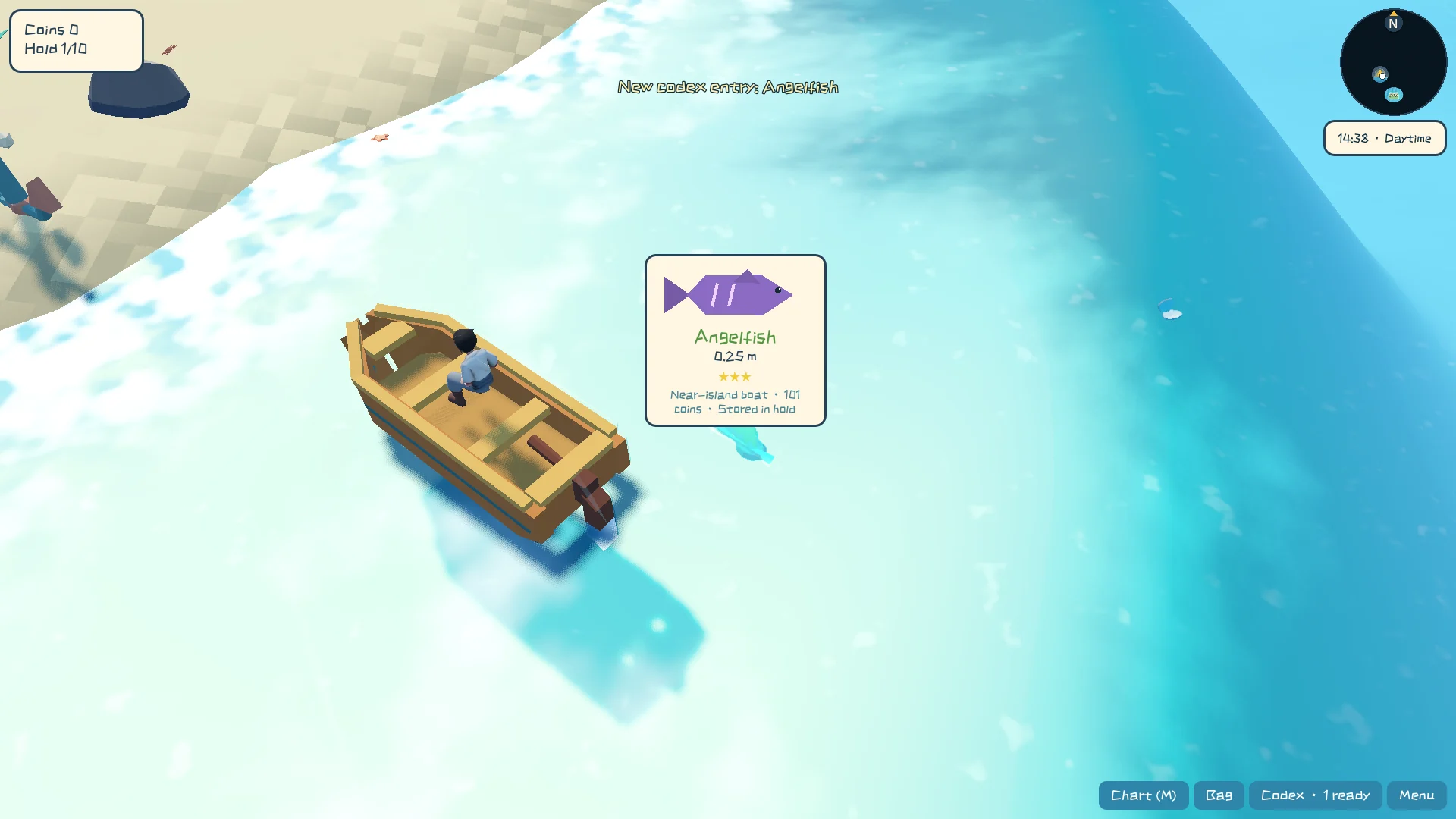A real in-game angelfish catch and new codex entry / 捕获神仙鱼并解锁图鉴的真实实机画面
